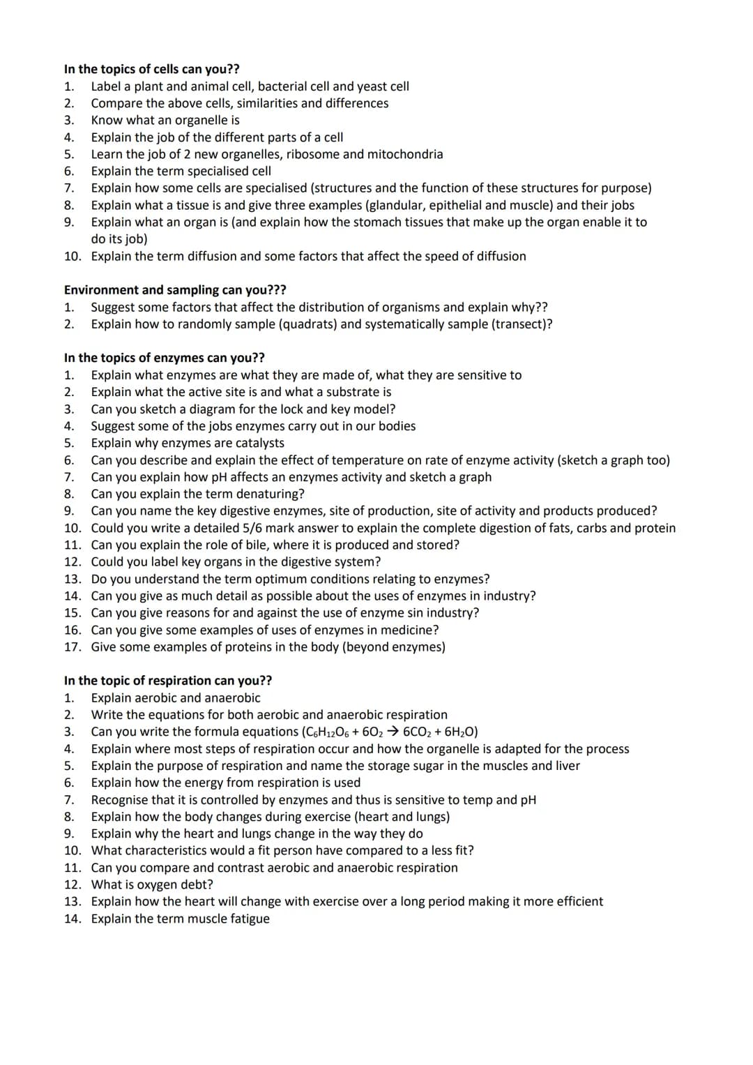 revise
with
harry
GCSE AQA
Biology Paper 1 & Paper 2
Year 11 revision: When looking at the following questions tick answer you are 100%
sure