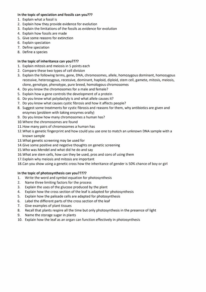 revise
with
harry
GCSE AQA
Biology Paper 1 & Paper 2
Year 11 revision: When looking at the following questions tick answer you are 100%
sure