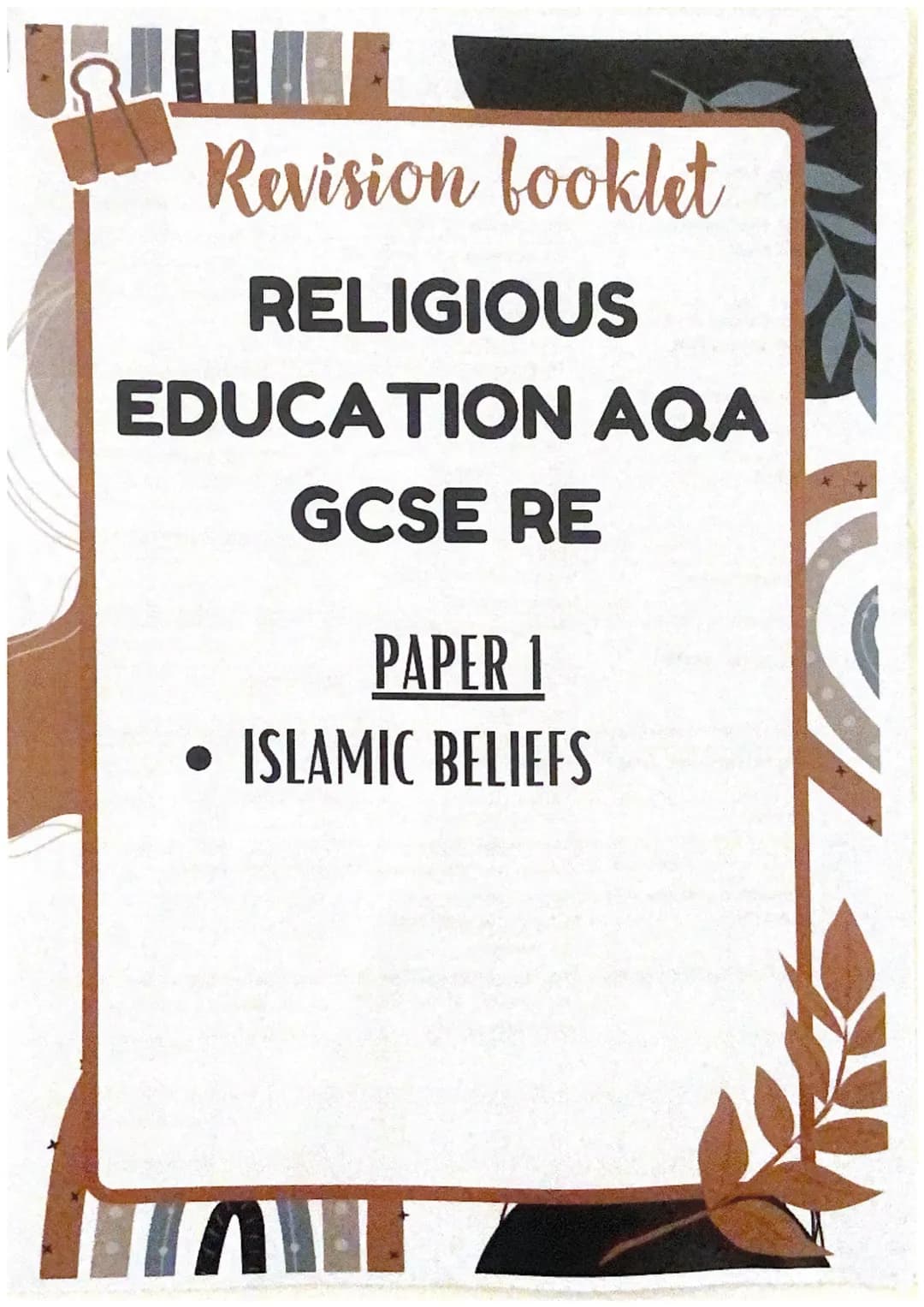 Revision booklet
RELIGIOUS
EDUCATION AQA
GCSE RE
PAPER 1
• ISLAMIC BELIEFS
וה Islamic beliefs
Main concept
The Oneness of God
and the suprem