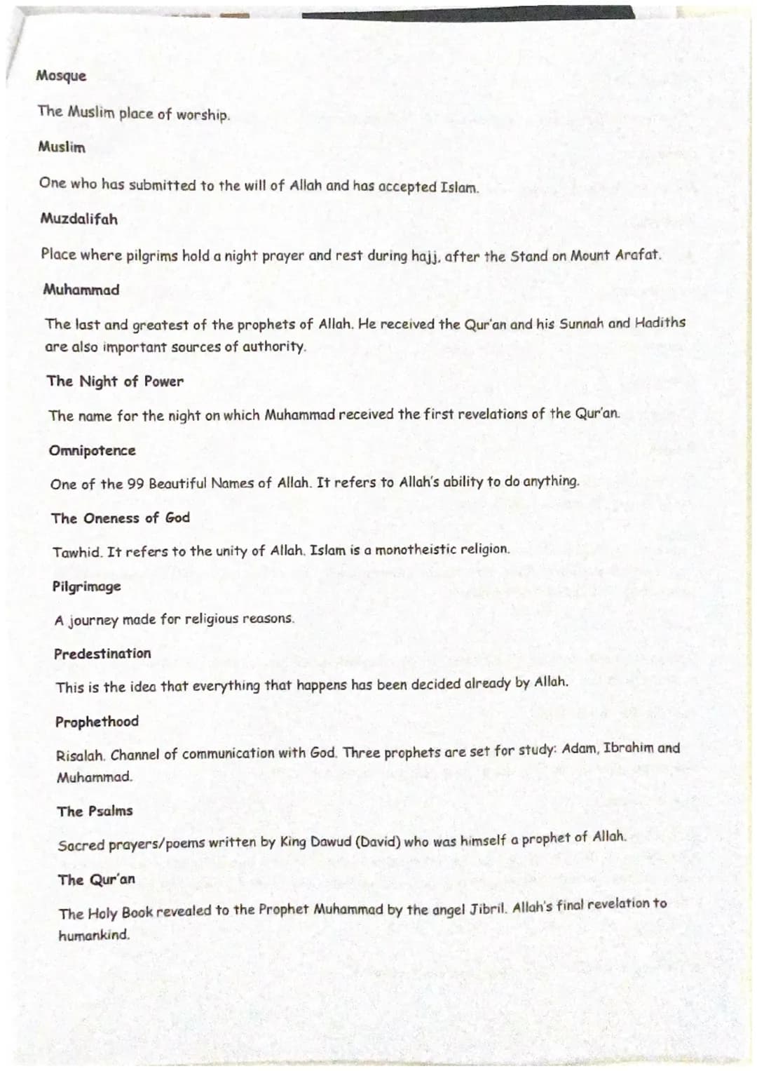 Revision booklet
RELIGIOUS
EDUCATION AQA
GCSE RE
PAPER 1
• ISLAMIC BELIEFS
וה Islamic beliefs
Main concept
The Oneness of God
and the suprem