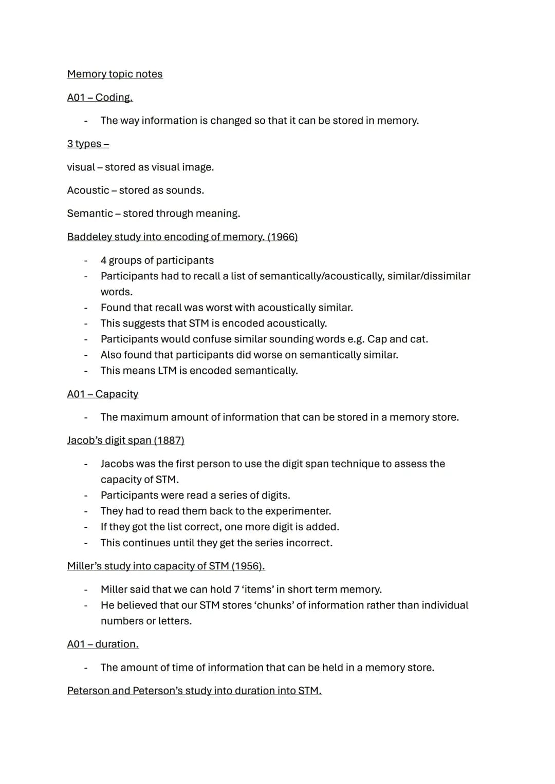 Memory topic notes
