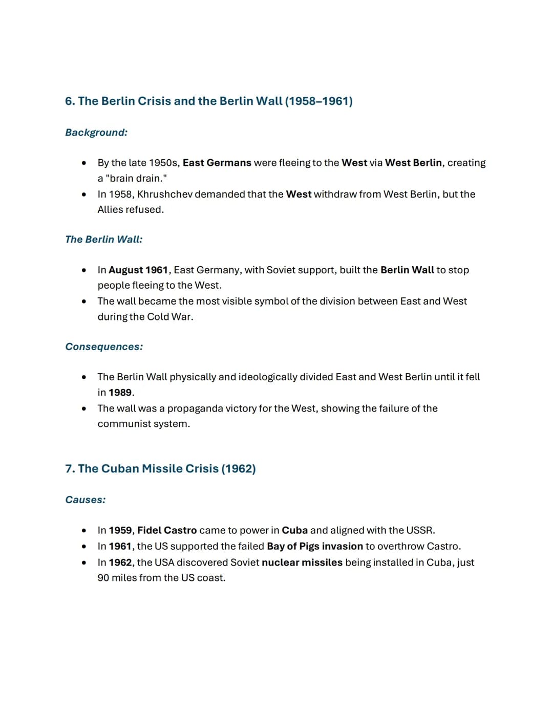 1. Origins of the Cold War (1945-1949)
Background:
•
•
WWII Alliance: The USA, USSR (Soviet Union), and Britain were allies during WWII,
but