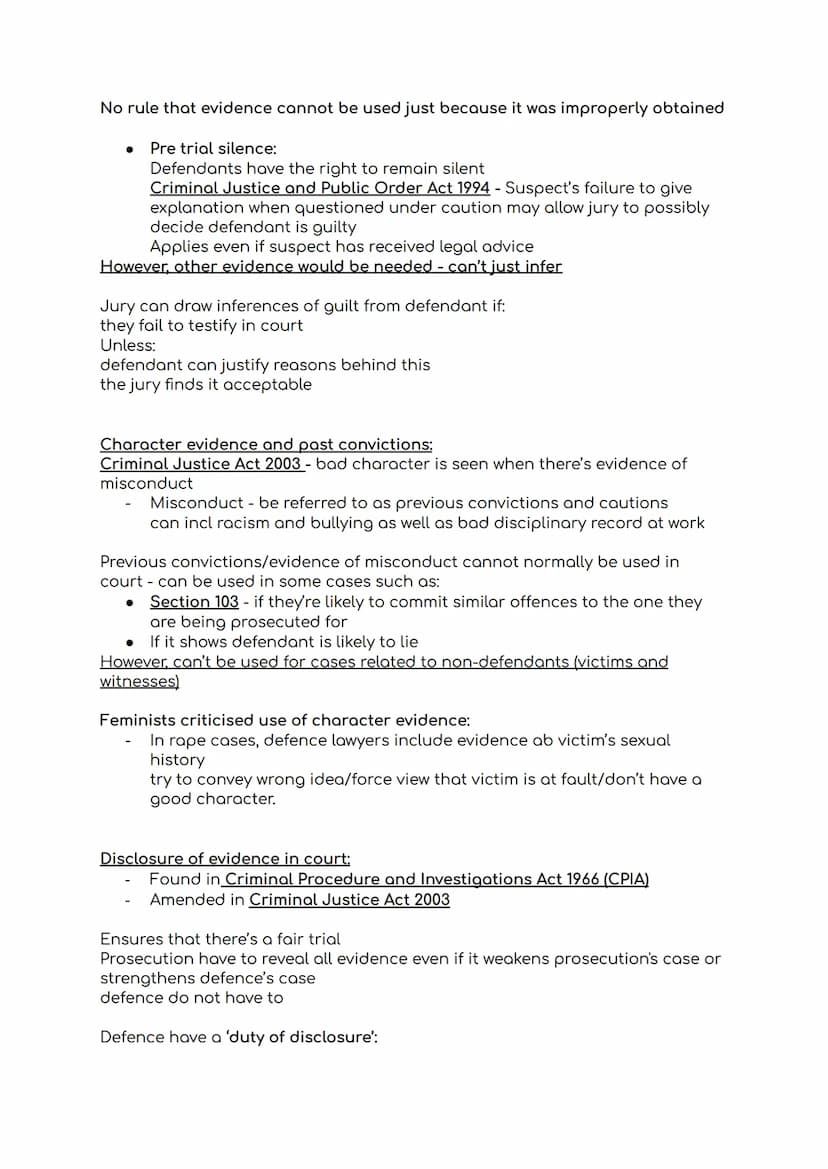 ●
Rules of evidence:
Relevance and admissibility - can it be used/does it hold up
Disclosure
• Hearsay rules and exceptions
Legislation and 