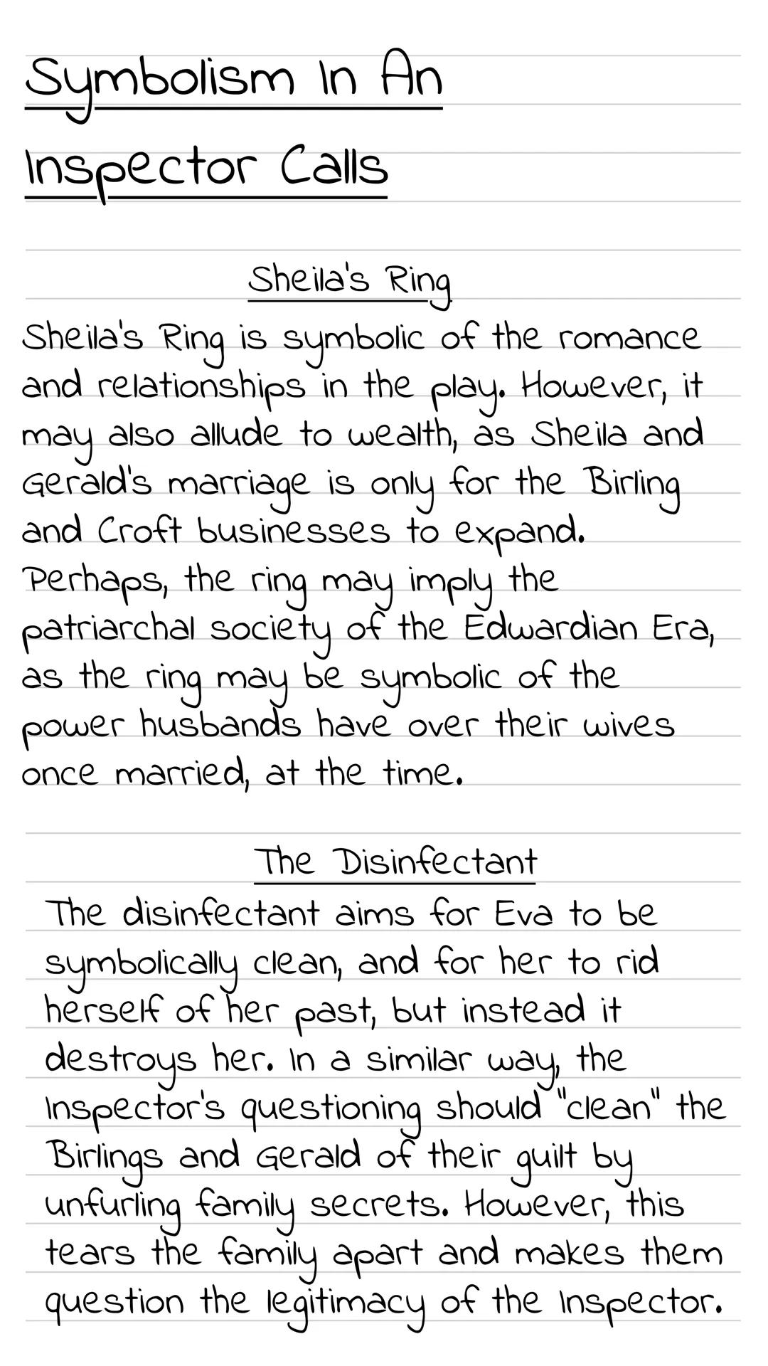 Symbolism In An
Inspector Calls

Sheila's Ring
Sheila's Ring is symbolic of the romance
and relationships in the play. However, it
may also 