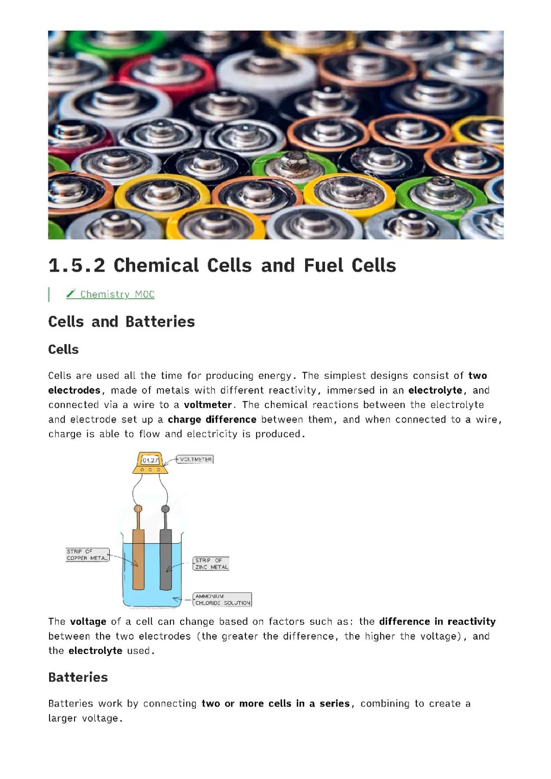 1.5.2 Chemical Cells and fuel cells