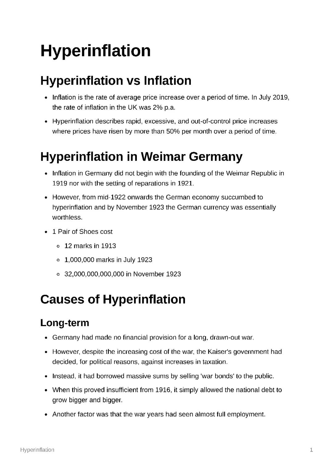 Hyperinflation notes
