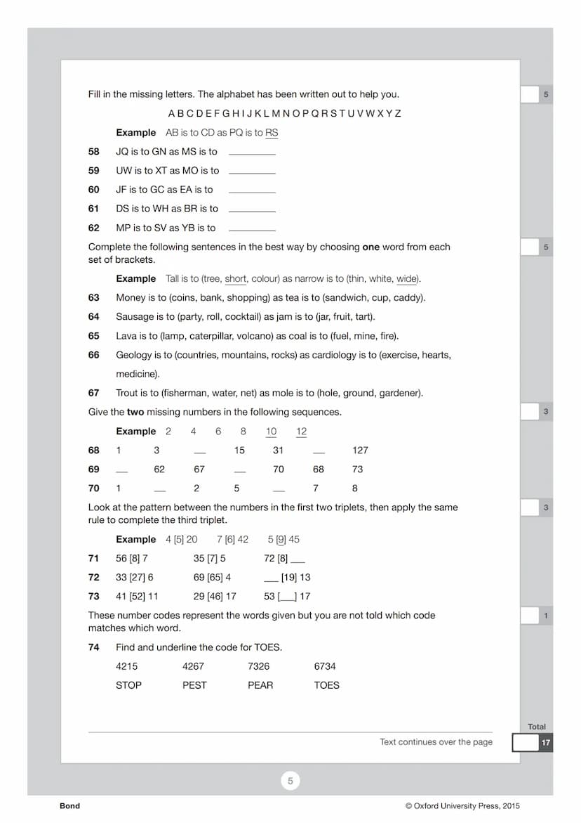 Bond
Bond
Verbal Reasoning 11+
Practice Test
Read the instructions carefully.
. Do not begin the test or open the booklet until told to do s
