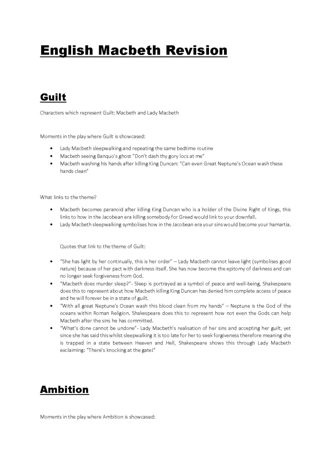 Macbeth Guilt and Ambition: Themes and Essay Tips