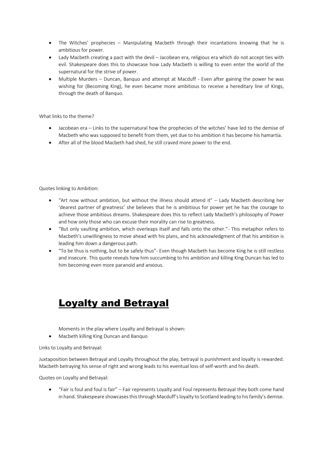 English Macbeth Revision
Guilt
Characters which represent Guilt: Macbeth and Lady Macbeth
Moments in the play where Guilt is showcased:
Lady