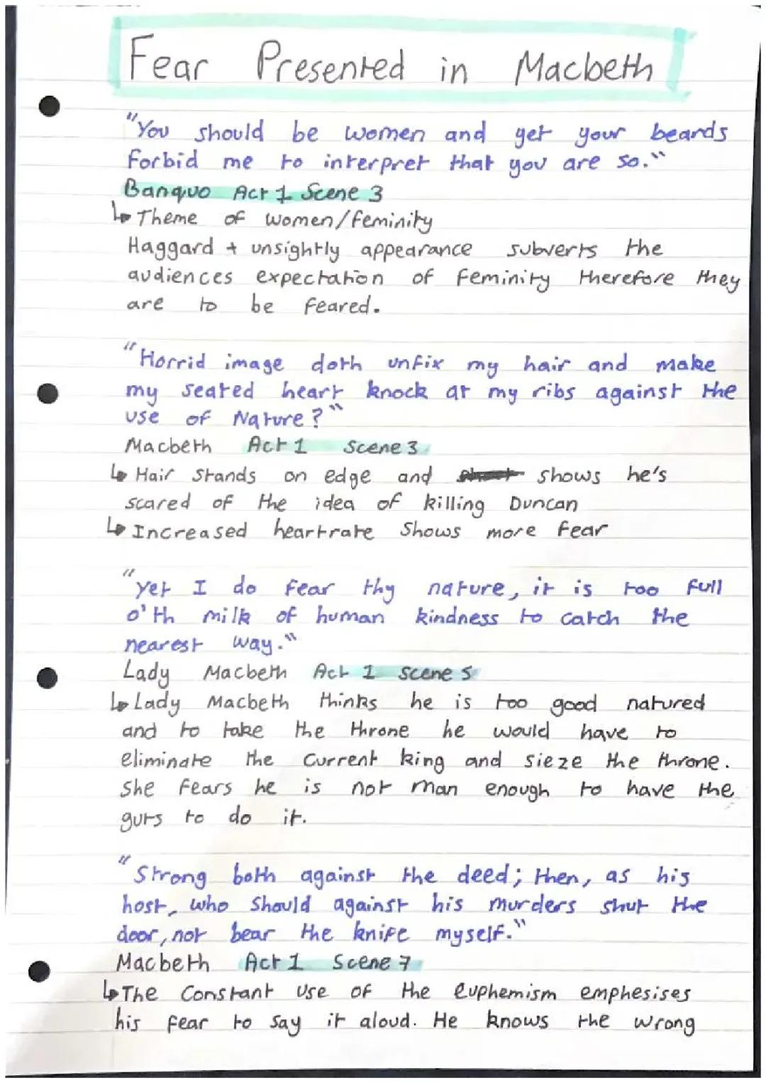 Fear presented in Macbeth