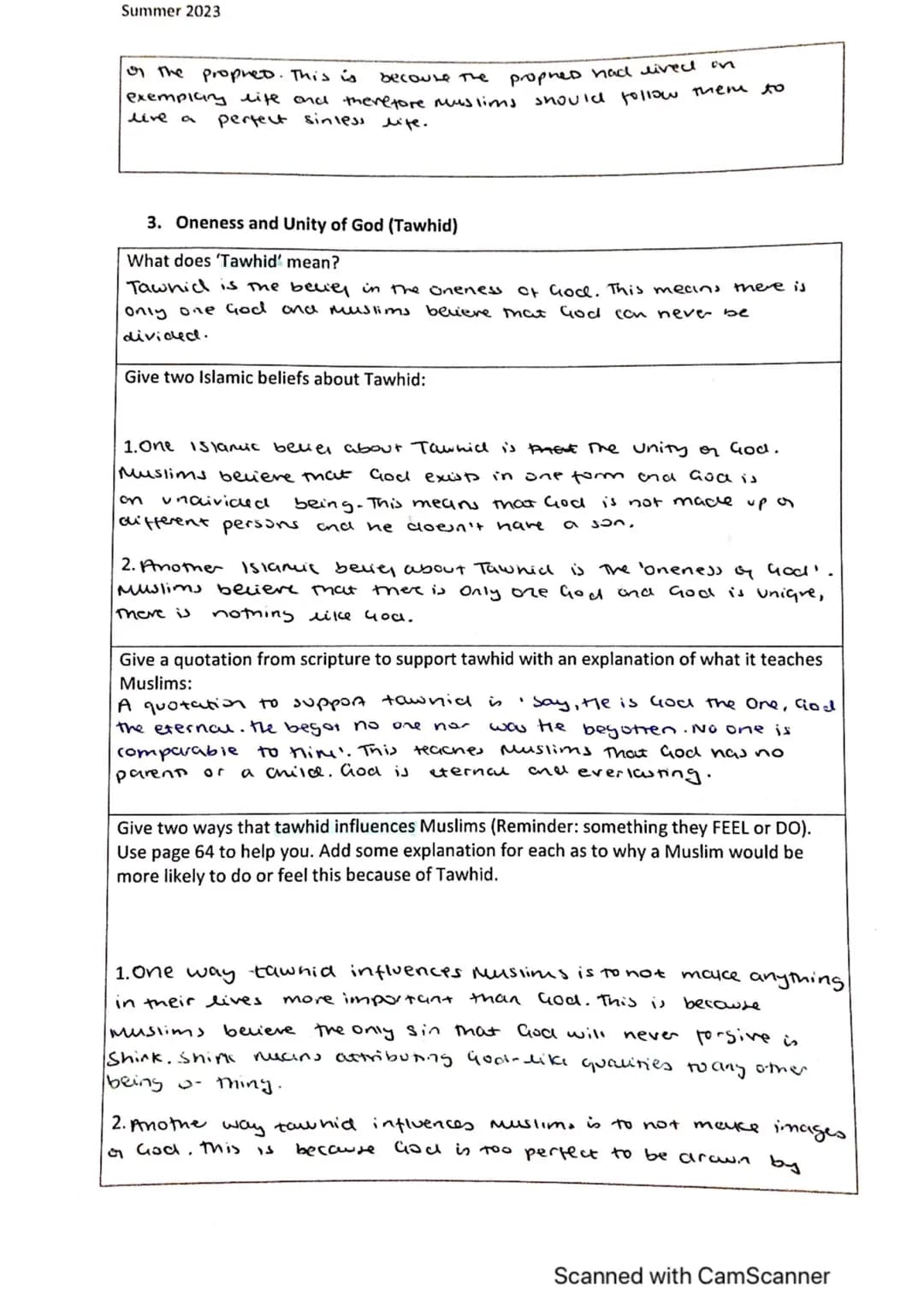 Islamic Beliefs Revision booklet
1. Six Articles of Faith in Sunni Islam & the Usal-ad-Din
What does 'Islam' mean? Give two definitions
in A