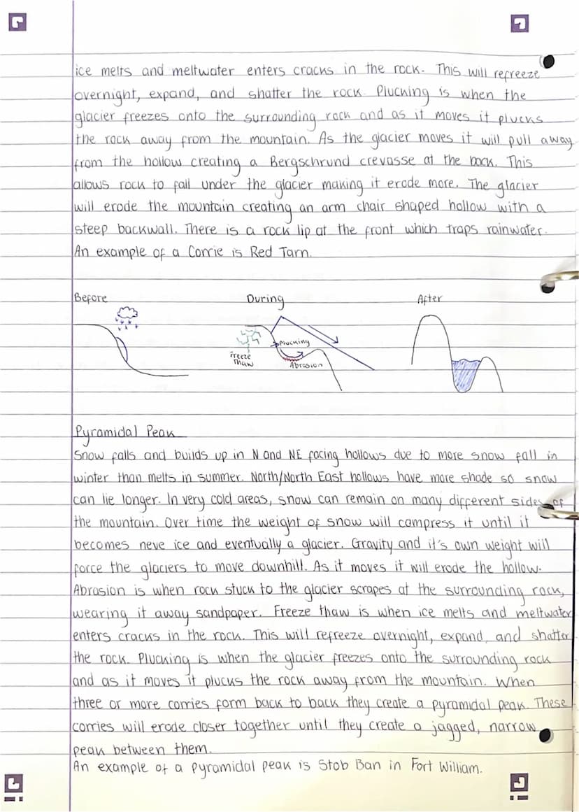 
<h2 id="arteformationprocess">Arête Formation Process</h2>
<p>Snow can sometimes collect in N and NE facing hollows, where there is more sh