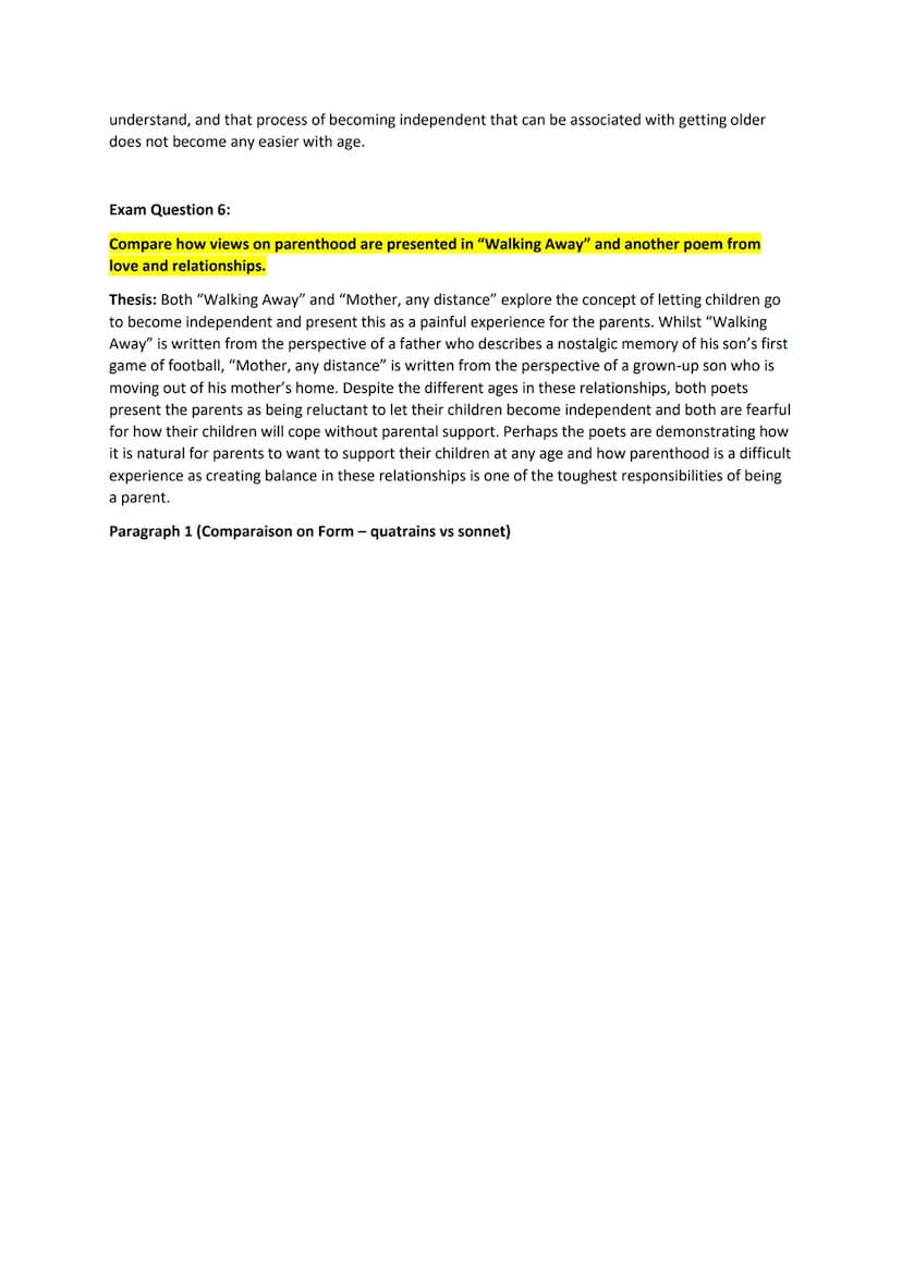 
<h2 id="comparisonofwalkingawaywithanotherpoemfromtheclusterquestions">Comparison of Walking Away with Another Poem from the Cluster Questi