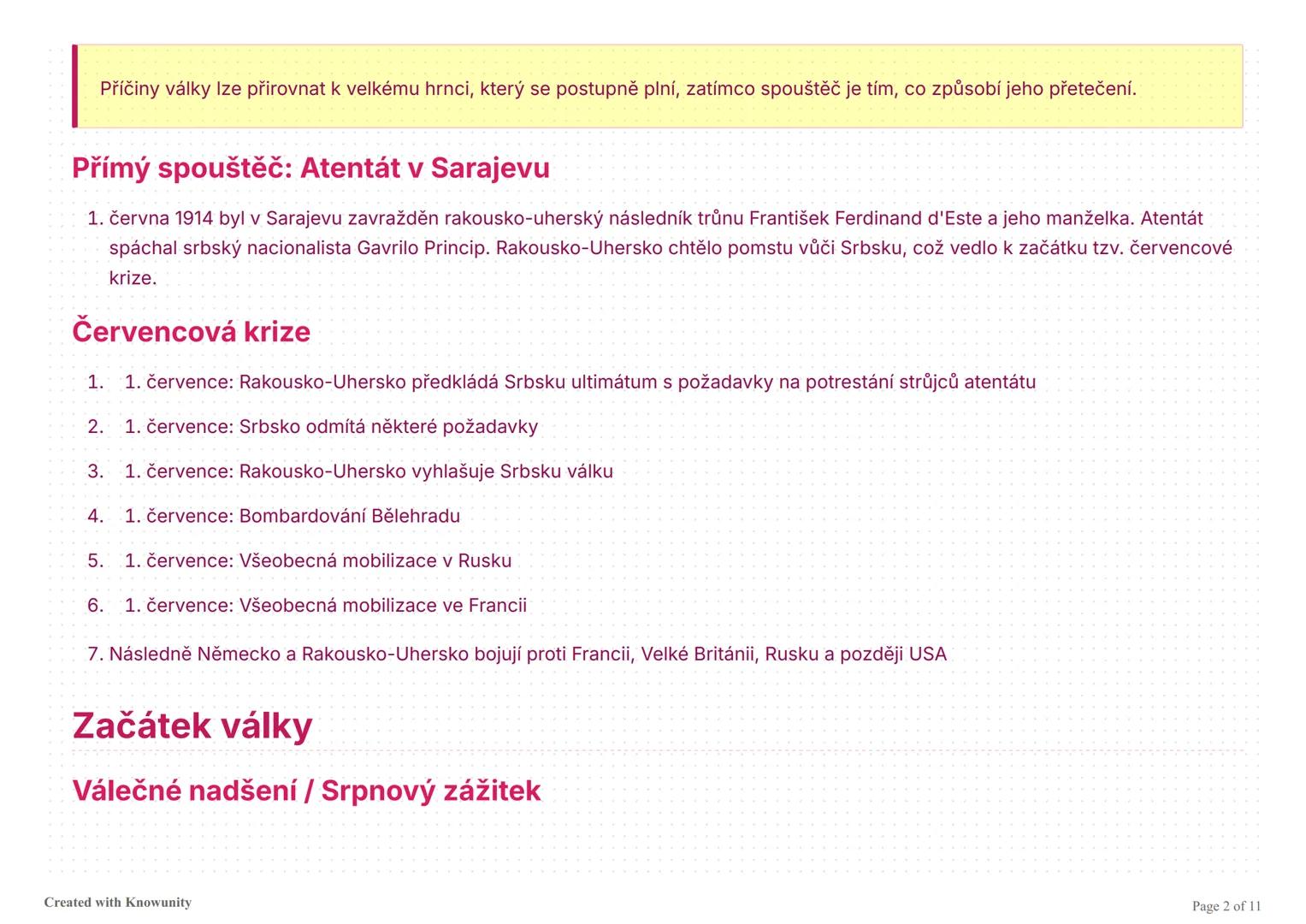 První světová válka: Shrnutí
Komplexní přehled první světové války zahrnující příčiny, průběh, technologie, domácí frontu a důsledky konflik