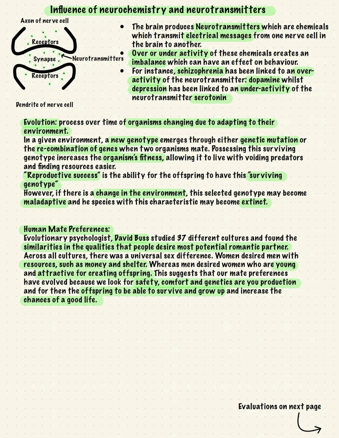 Biological approach
Key assumptions:
● believe to fully understand human behaviour we must look at physical structures in the
body.
● Behavi
