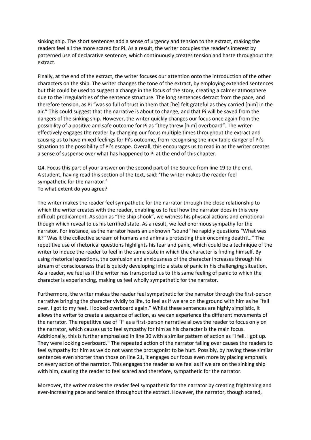 Q1. Read again the first part of the Source from lines 1 to 12
List four things from this part of the text about the ship.
1. There were noi