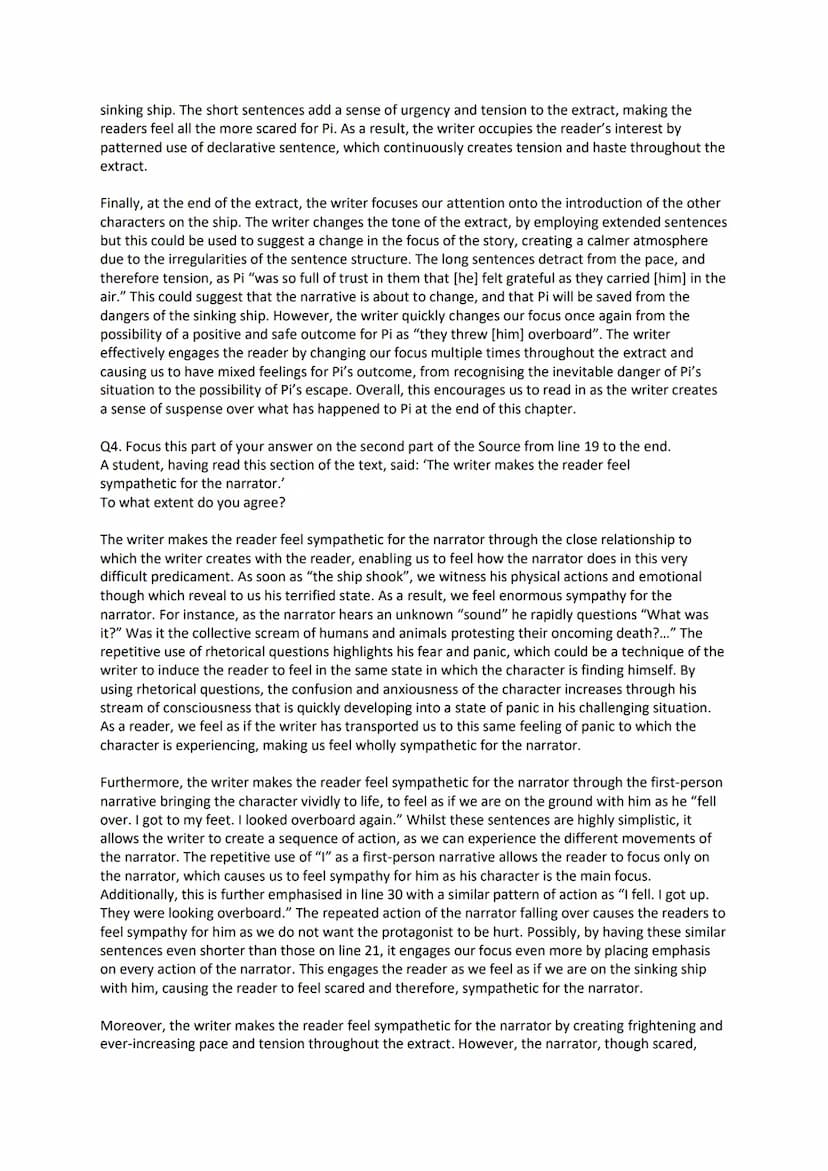 Q1. Read again the first part of the Source from lines 1 to 12
List four things from this part of the text about the ship.
1. There were noi