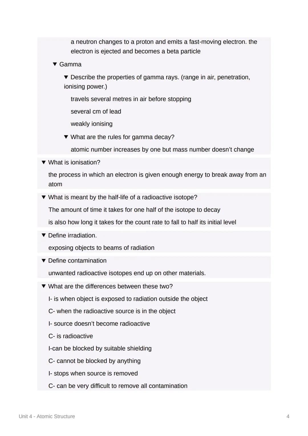 Unit 4 - Atomic Structure
4.4.1 Atoms And Isotopes
▼ What is the radius of an atom?
1x10^-10m or 0.1 nm
▼ What is the radius of an atom's nu