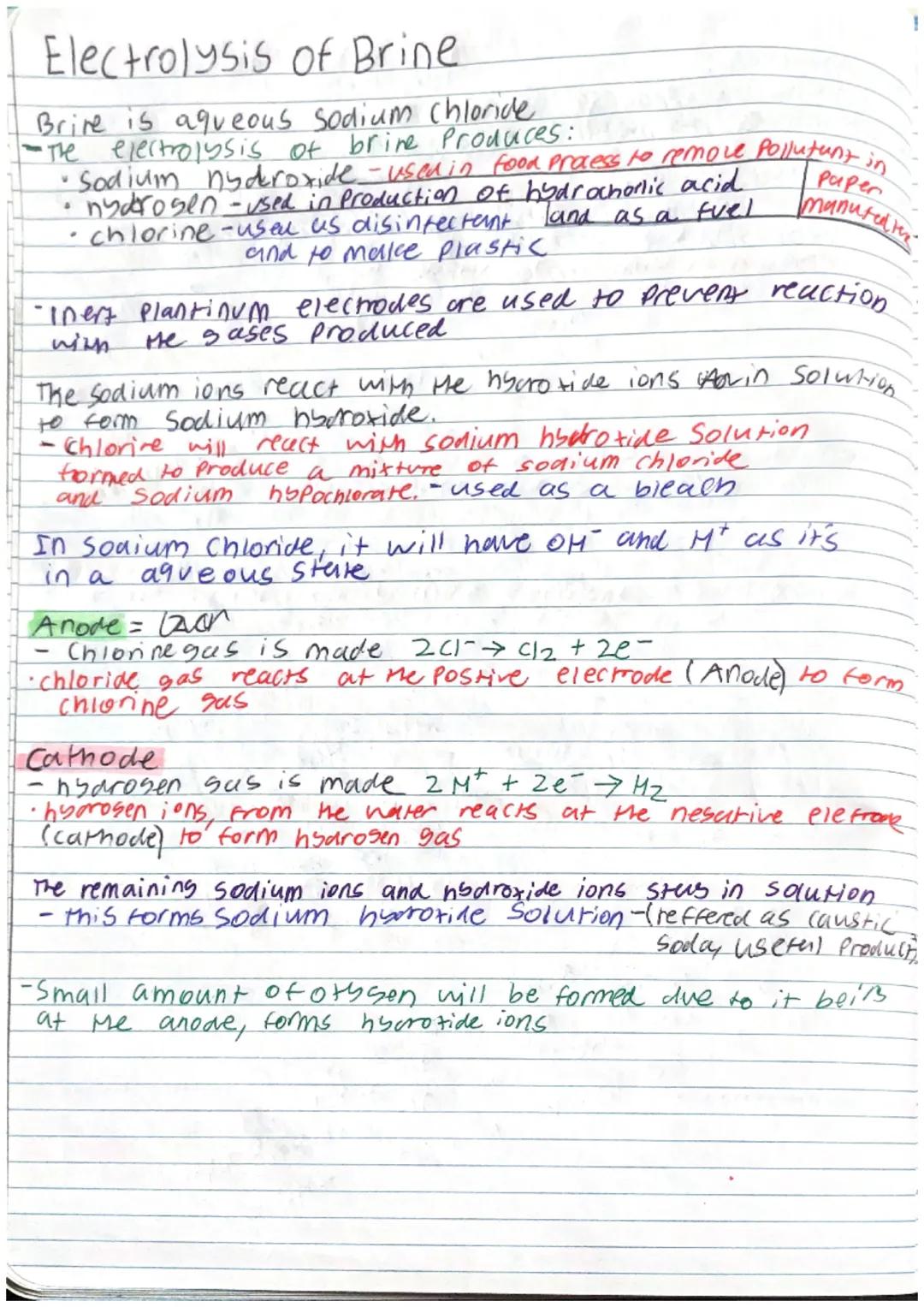 # Electrolysis
It's break down (decomposition) of compound
into simpler Substeinces.

Molten-liquid Stare
cation-Postive ion
Anion-negative 