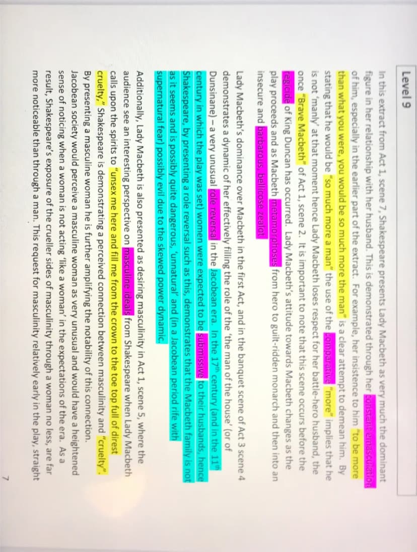 How does Lady Macbeth change throughout the play?
(34 marks)
Shakespeare employs the metamorphosis of Lady Macbeth's character to depict the