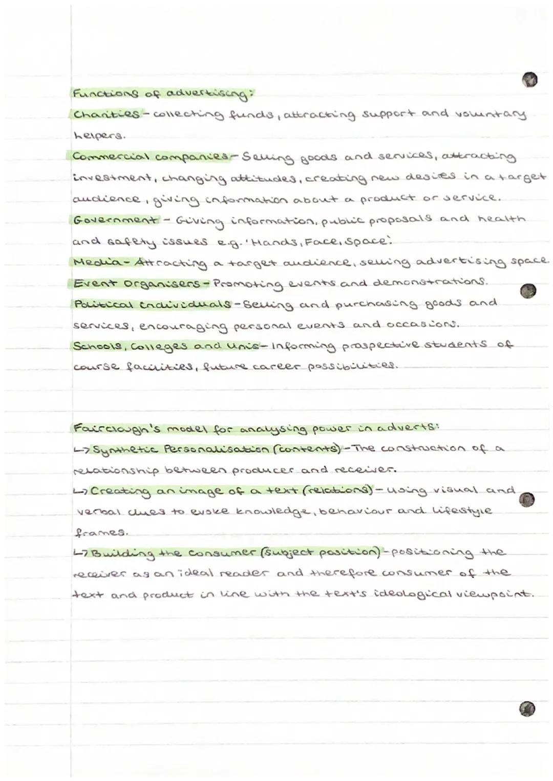 # LANGUAGE IN ADVERTISEMENT

Power in discourse / Power behind discourse:
Another useful set of terms is that described by Norman
Fairclough