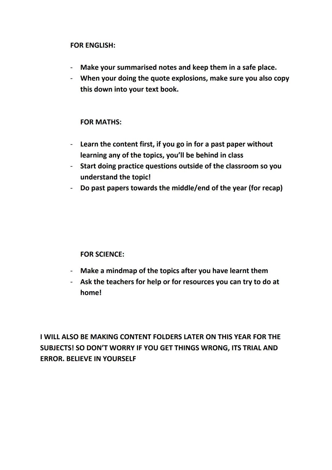 How to achieve the top grades in year 9
1-
2-
3-
4-
5-
Make notes in your workbook AND a separate sheet or book for
yourself.
Listen attenti