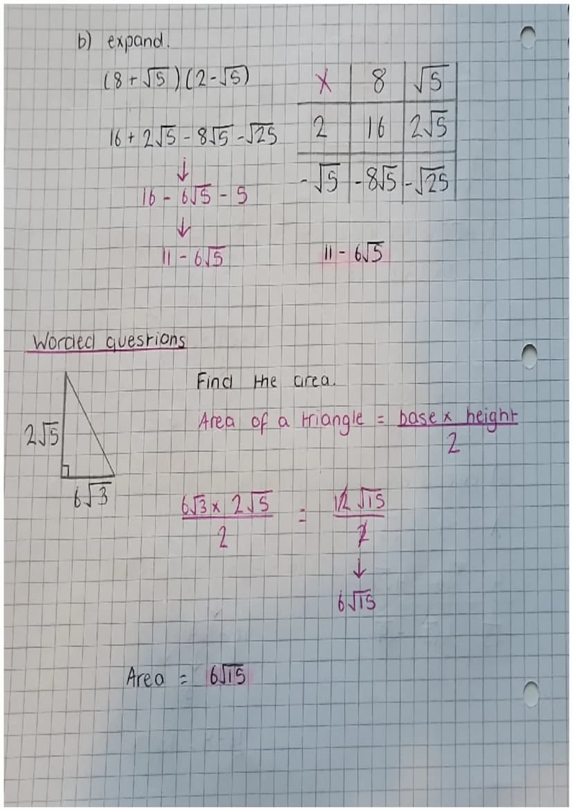 Simplifying surds
(e.g.
●
D)
2)
Simplify the following
√8
√2 141
2√2
√24
√ √6
→
2√6
5) √240
√4 √60
A
2x√√√4x√√15
2×2×√15
4 15
4 is a
number
