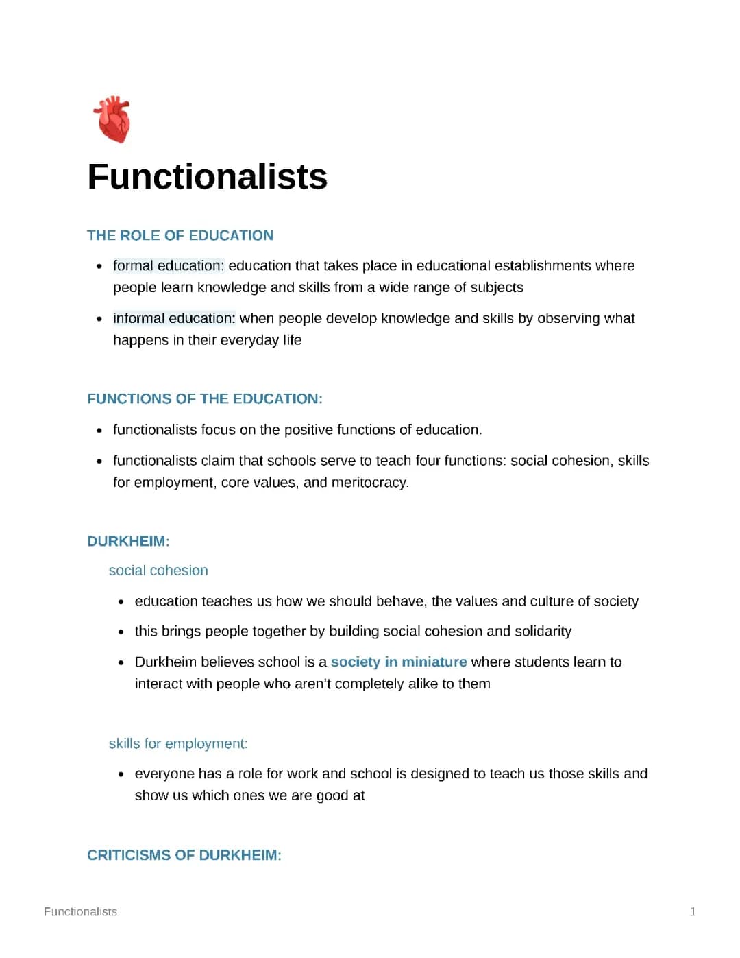Functionalist Perspectives on Education