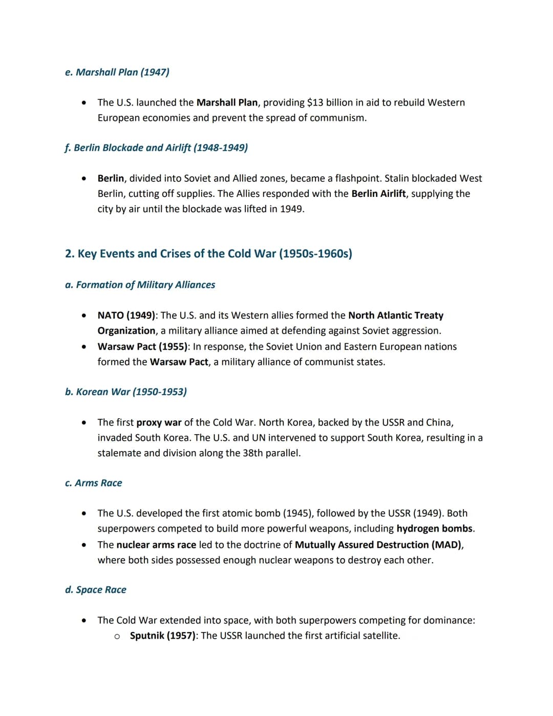 Cold War Overview (1945-1991)
The Cold War was a period of geopolitical tension between the United States and the Soviet
Union, along with t