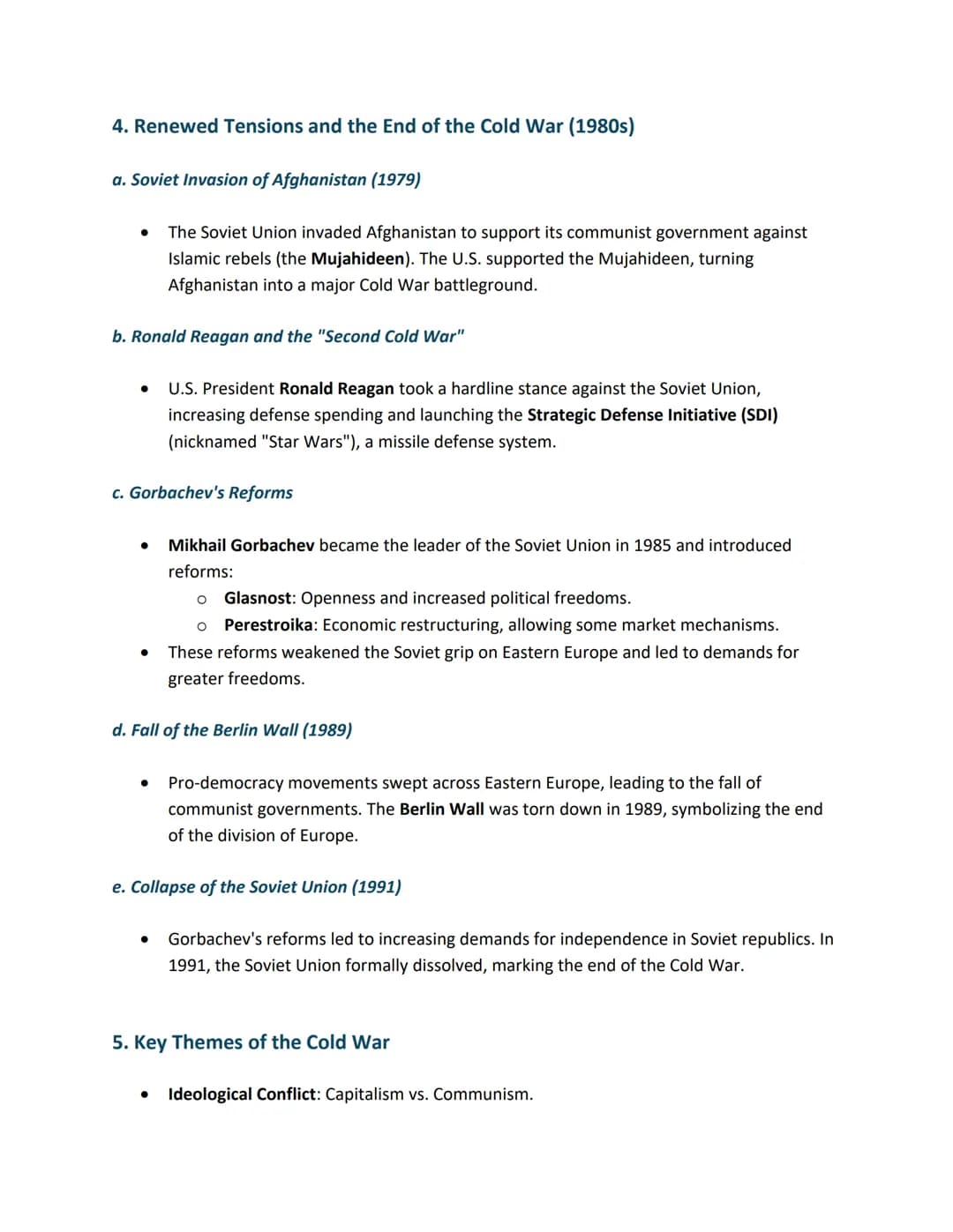 Cold War Overview (1945-1991)
The Cold War was a period of geopolitical tension between the United States and the Soviet
Union, along with t