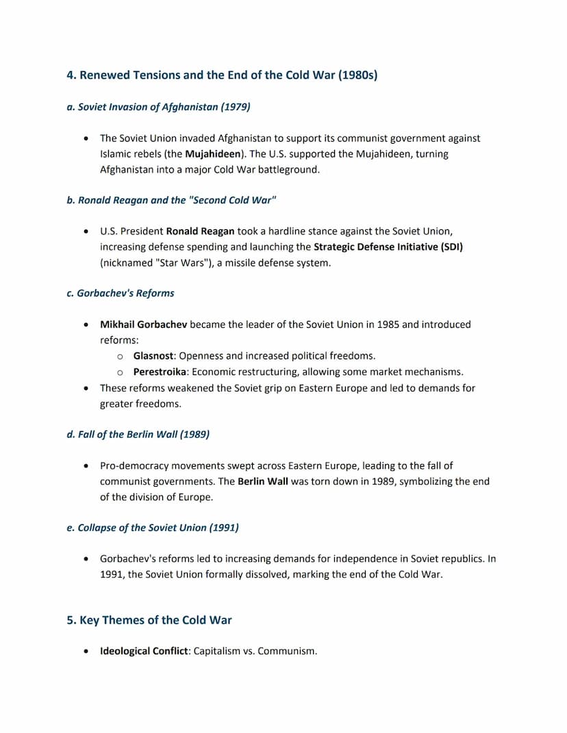 Cold War Overview (1945-1991)
The Cold War was a period of geopolitical tension between the United States and the Soviet
Union, along with t