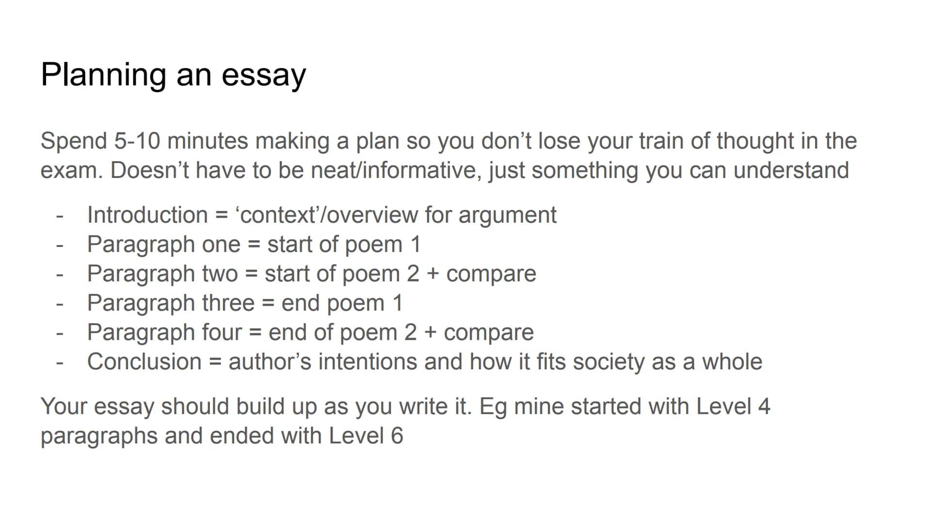 How to plan, structure and
write an essay - Poetry
Anthology & Unseen What to expect in the exam
https://www.aqa.org.uk/subjects/english/gcs