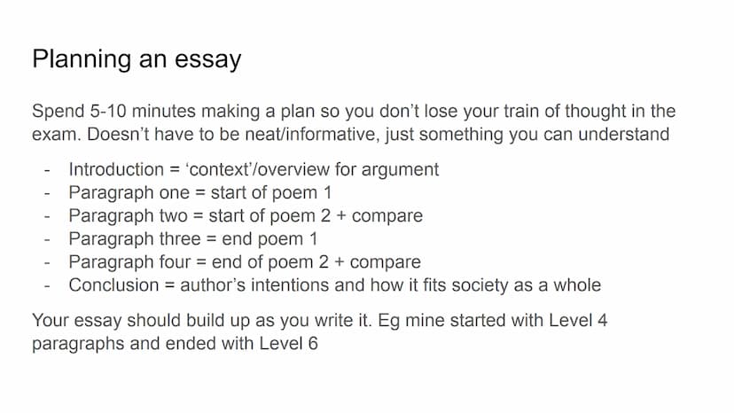 How to plan, structure and
write an essay - Poetry
Anthology & Unseen What to expect in the exam
https://www.aqa.org.uk/subjects/english/gcs