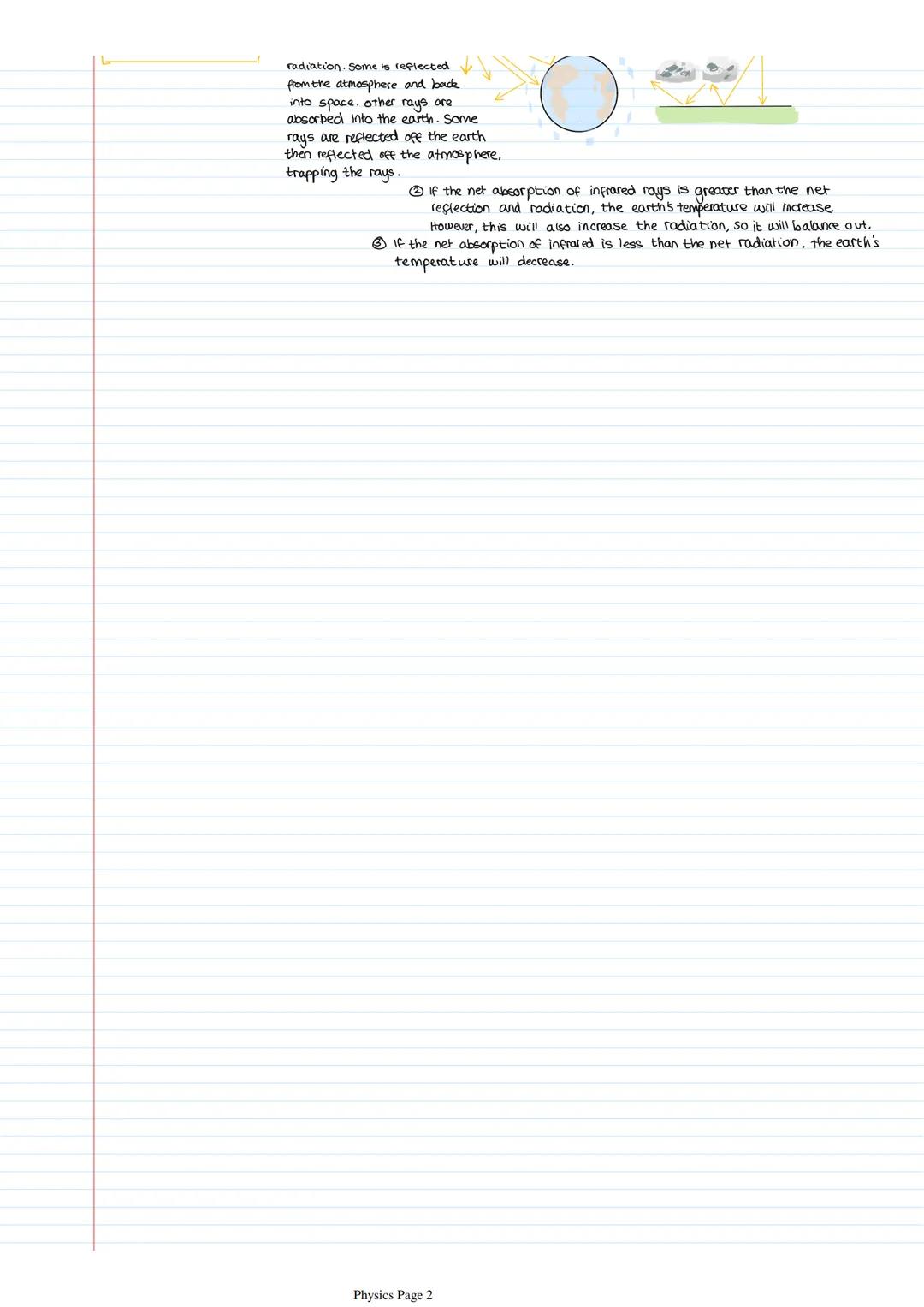 --- OCR Start ---
radiation. Some is reflected
from the atmosphere and back
into space. other rays are
absorbed into the earth. Some
rays ar