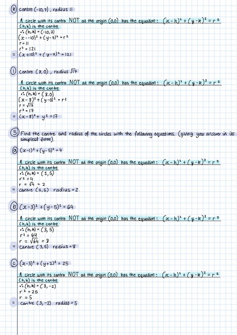 equations of circles
THE EQUATION OF
OF (0,0)
+
A circle with its centre at the origin (0,0) has the equation:
хг туг
2
= r 2
examp
les
find