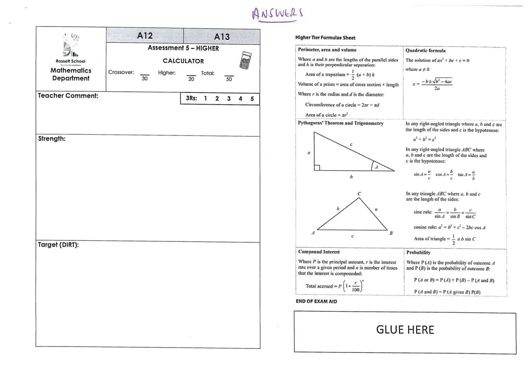 Fun GCSE Maths Guide: Higher Tier Formulae Sheet