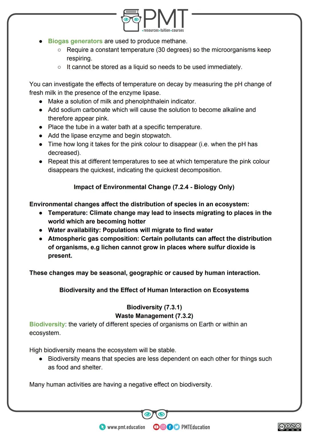 --- OCR Start ---
PMT
-resources-tuition-courses
AQA Biology GCSE
Topic 7: Ecology
Notes
Content in bold is for higher tier only.
Content is