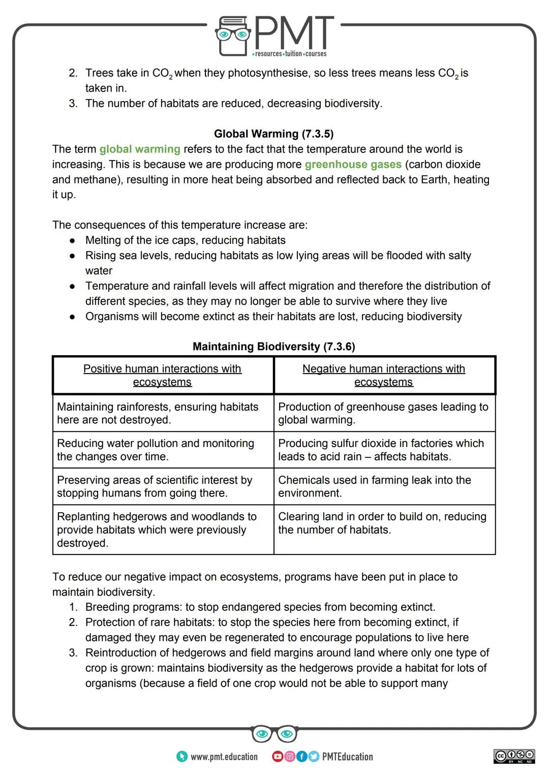 --- OCR Start ---
PMT
-resources-tuition-courses
AQA Biology GCSE
Topic 7: Ecology
Notes
Content in bold is for higher tier only.
Content is