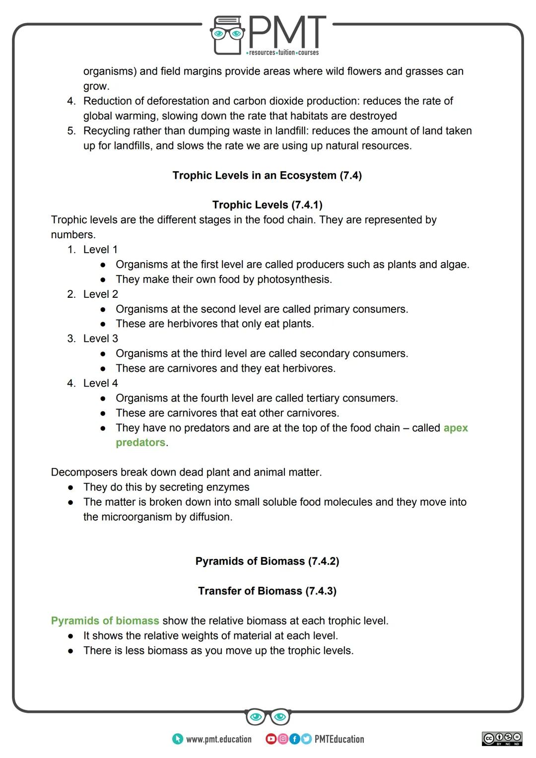 --- OCR Start ---
PMT
-resources-tuition-courses
AQA Biology GCSE
Topic 7: Ecology
Notes
Content in bold is for higher tier only.
Content is