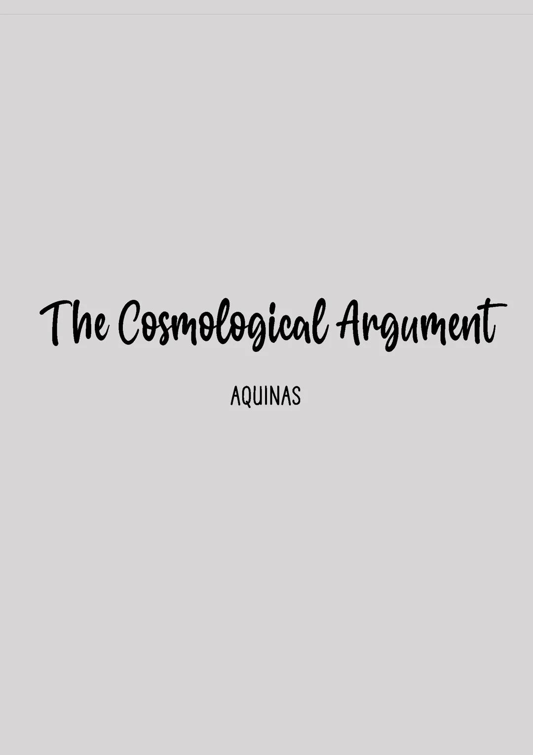 Aquinas Cosmological Agument
