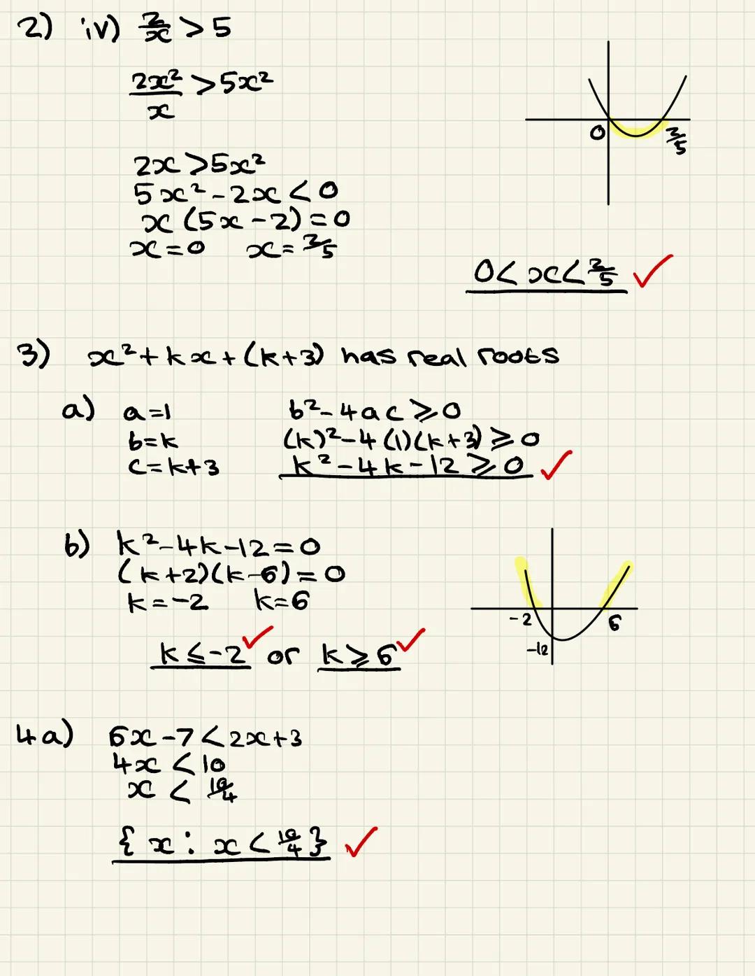 INEQUALITIES
1.
2.
3.
4.
5.
6.
Solve the following inequalities.
(i) 2x + 3 < 1 - x [2]
(ii) 3(y-1) ≥ 5y - 8
Solve the following inequalitie