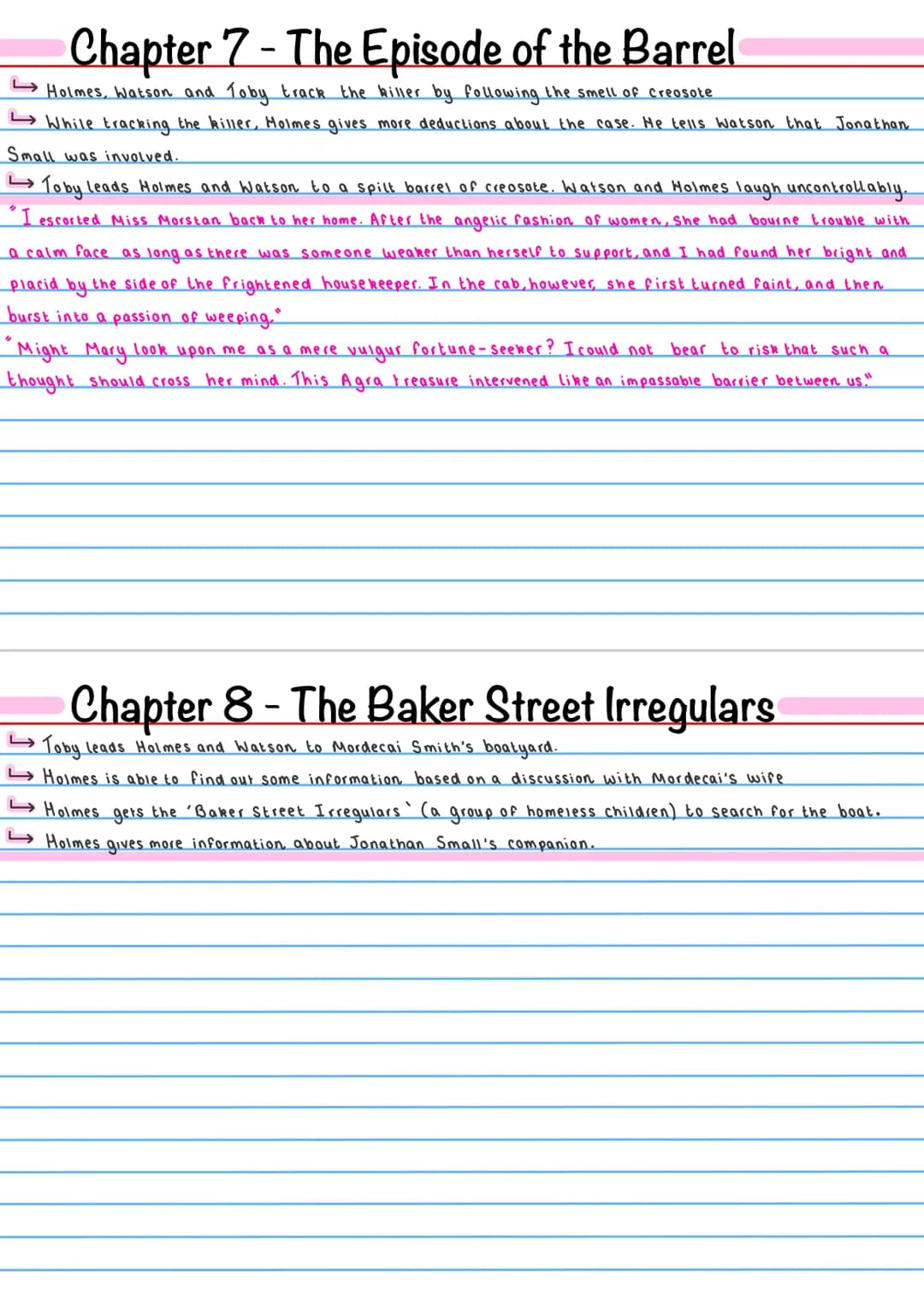 Chapter 1- The Science of Deduction
Sherlock injects himself with a 7% cocaine solution.
Watson believes that Holmes is beginning to throw h