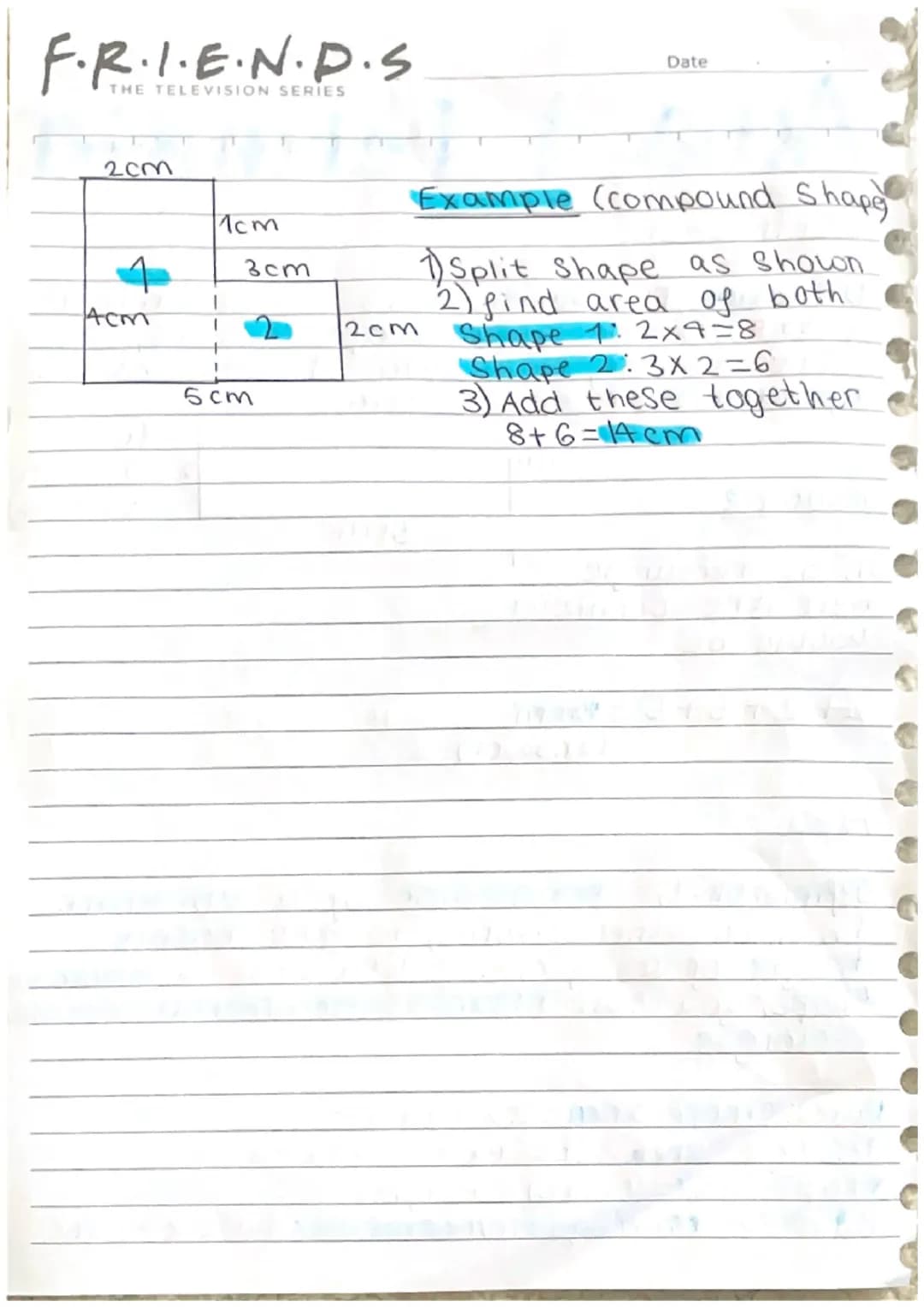 Date
F.R.I.E.N.D.S
THE TELEVISION SERIES
Area + Perimeter
• perimeter
Definition: The perimeter is a measurement
of the outside of a shape a