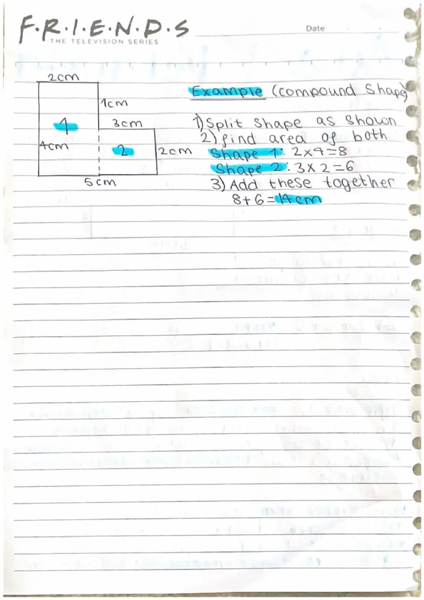 Date
F.R.I.E.N.D.S
THE TELEVISION SERIES
Area + Perimeter
• perimeter
Definition: The perimeter is a measurement
of the outside of a shape a