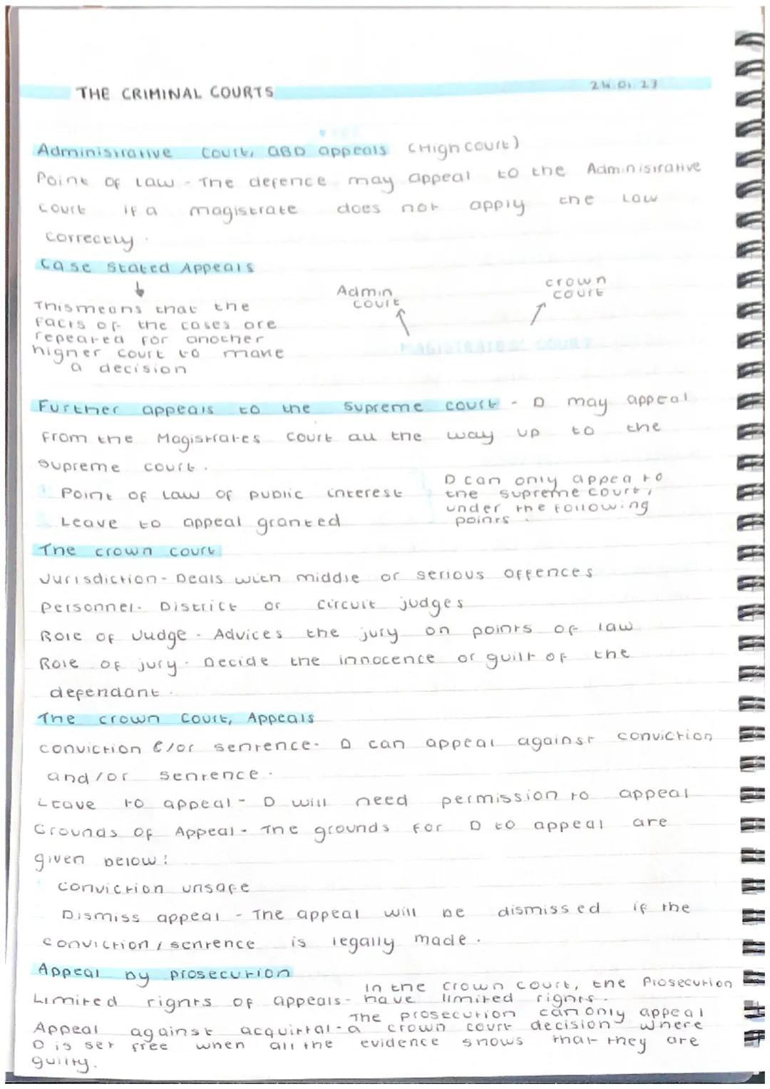 THE CRIMINAL COURTS
Classification of offences
Summary
Either
Ecener Indictable
→ @snop lifting ispeeding cless serious)
way offences → @ Ac
