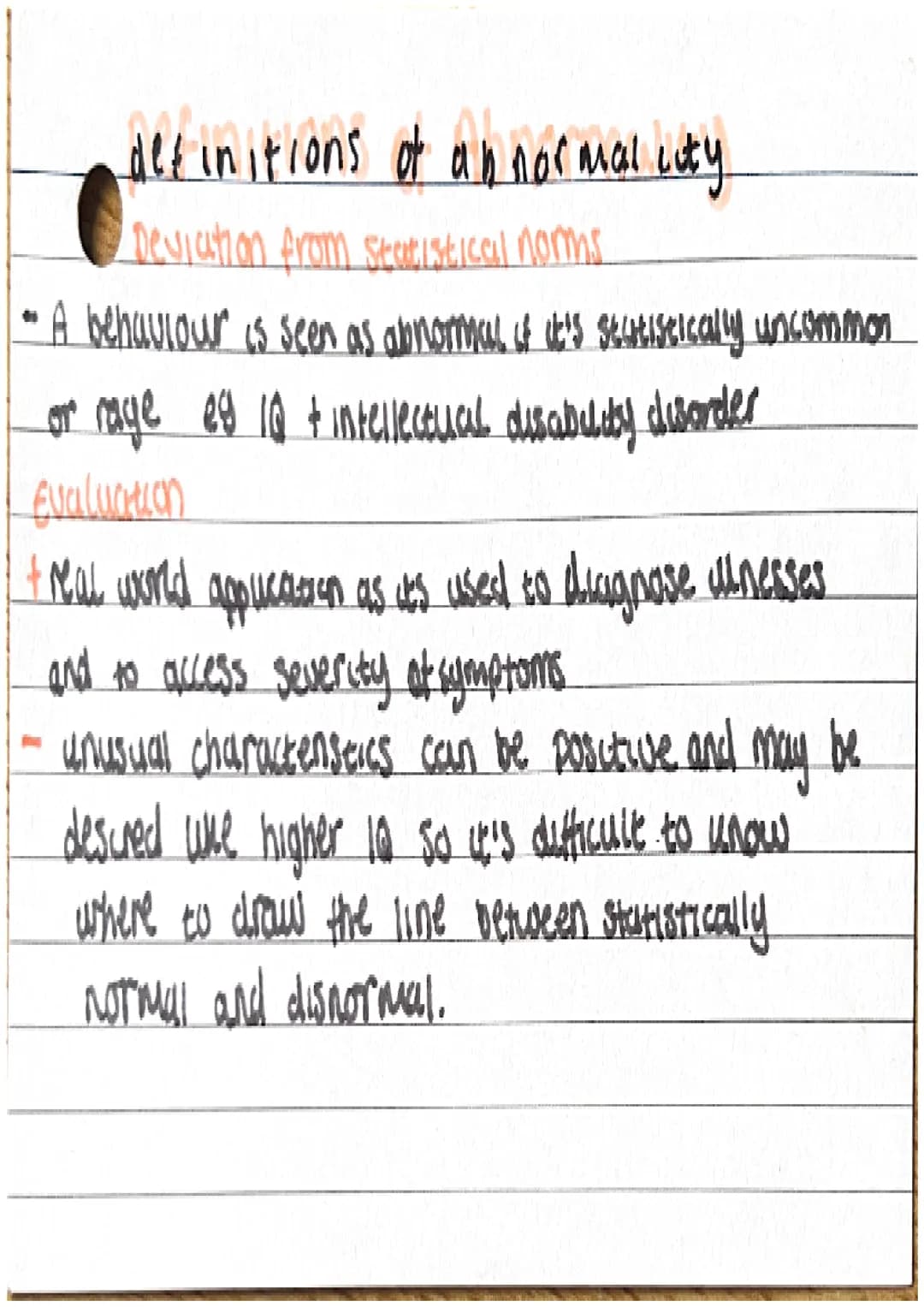 definitions of an normal city.
Deviation from Statistical norms.
- A behaviour is seen as abnormal of let's secutistically uncommon
or rage 