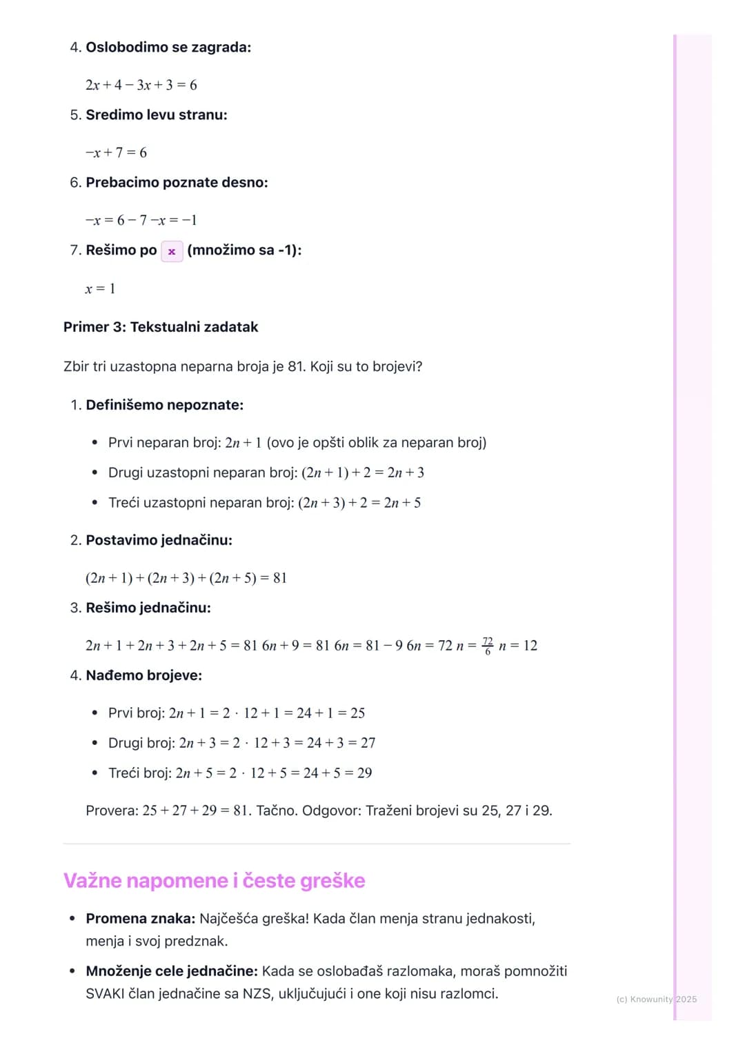 # Linearne jednačine sa jednom
nepoznatom

Uvod u linearne jednačine

Linearne jednačine sa jednom nepoznatom su najosnovniji tip jednačina.