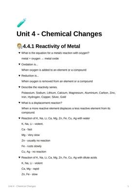 Know GCSE Chemistry Chemical Changes Active Recall  thumbnail