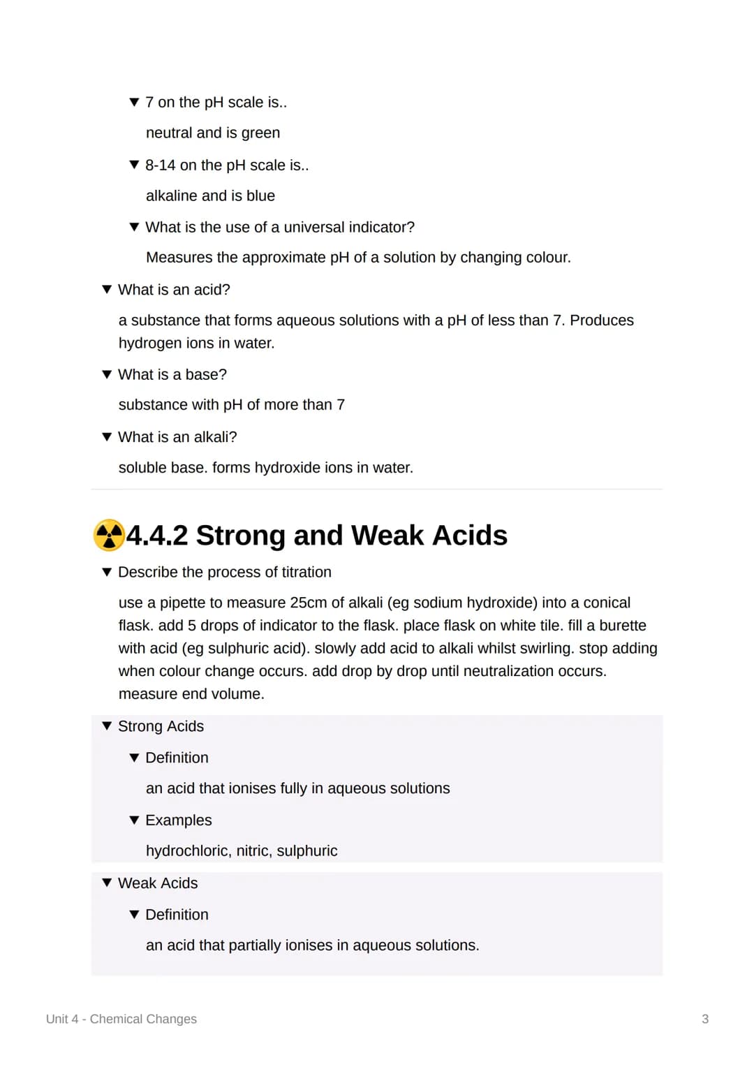 Unit 4 - Chemical Changes
4.4.1 Reactivity of Metal
▾ What is the equation for a metals reaction with oxygen?
metal + oxygen metal oxide
▼ O