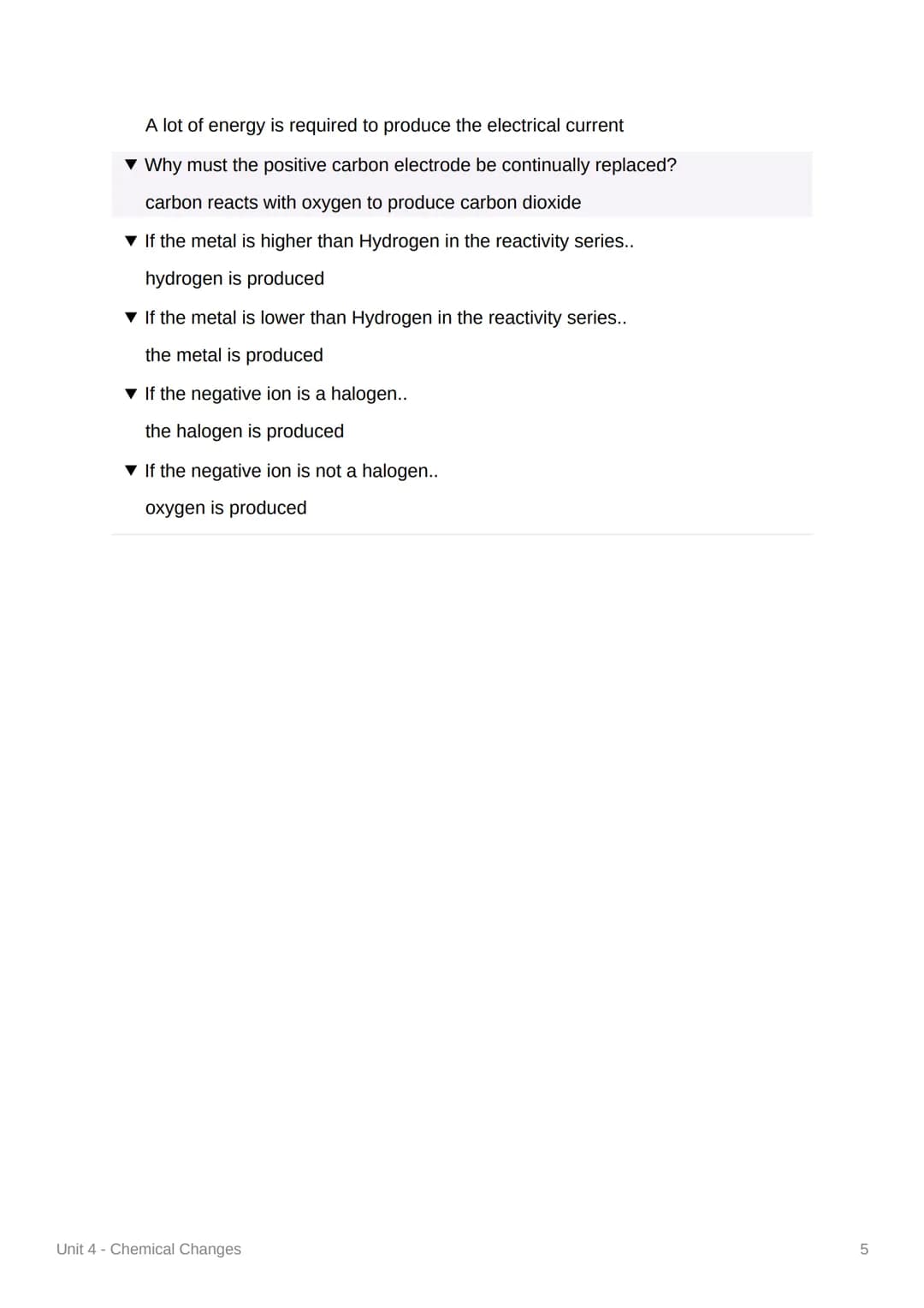 Unit 4 - Chemical Changes
4.4.1 Reactivity of Metal
▾ What is the equation for a metals reaction with oxygen?
metal + oxygen metal oxide
▼ O